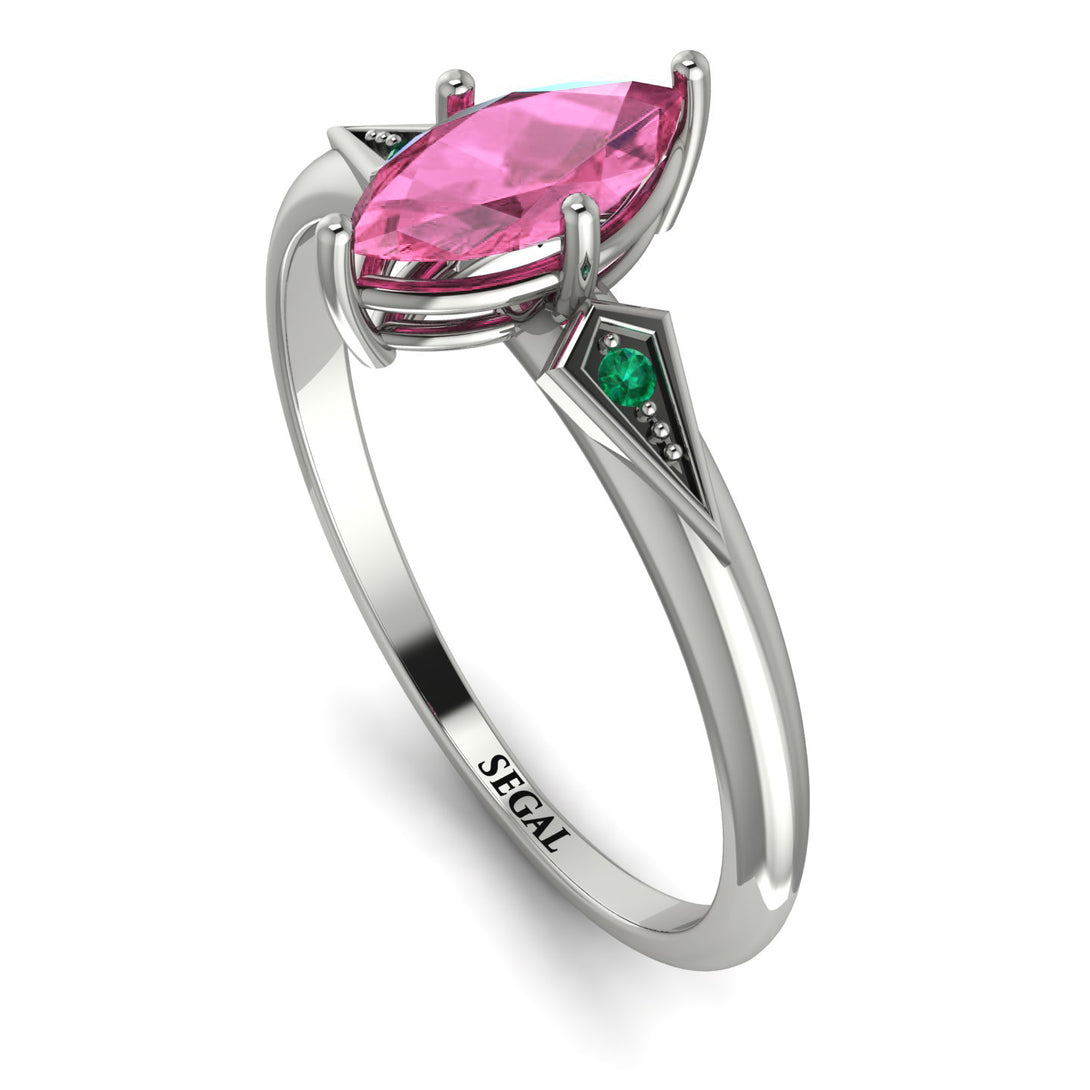 Marquise Pink Moissanite Geometrical Engagement Ring - Reese No. 806